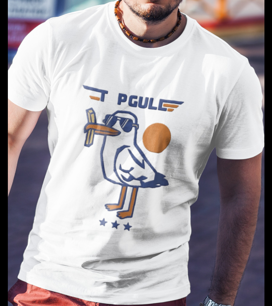 Top Gull Cartoon Seagull Sunglasses French Fries Sun Stars T-Shirt