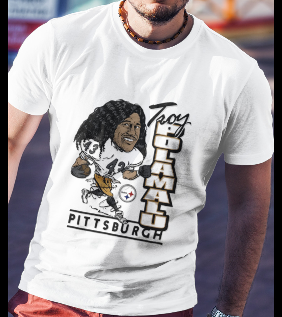 Troy Polamalu Pittsburgh Steelers 43 Caricature T-Shirt