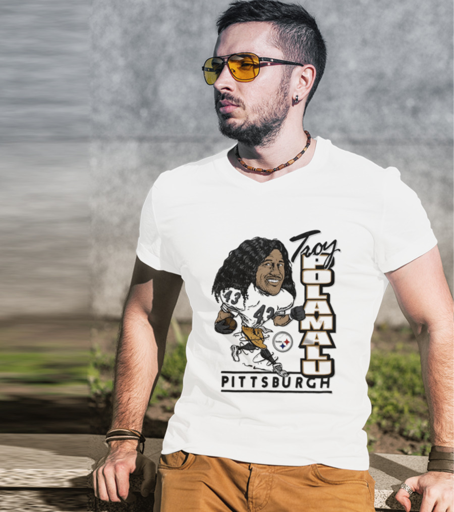 Troy Polamalu Pittsburgh Steelers 43 Caricature T-Shirt