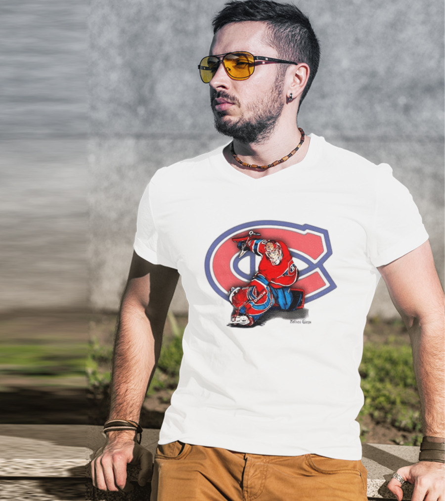 Montreal Canadiens Mathieu Garon NHL Hockey Goalie Player Image T-Shirt