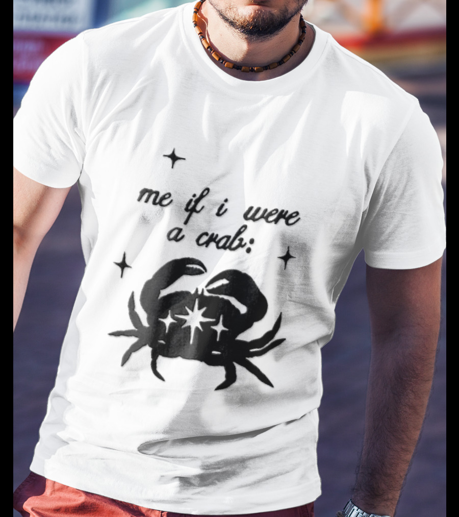 Me If I Were A Crab Crustacean Sparkles Silhouette Four Point Stars T-Shirt
