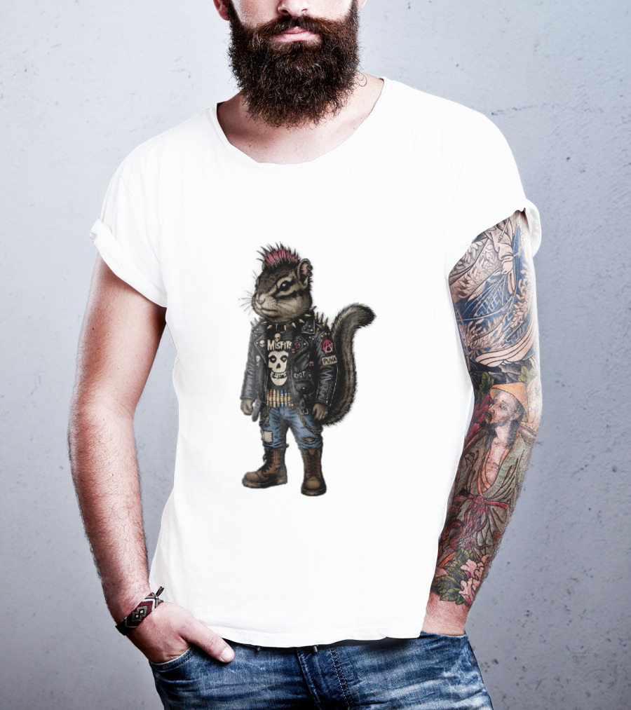 Misfits Chipmunk Riot Punk Pink Mohawk Leather Jacket Boots T-Shirt
