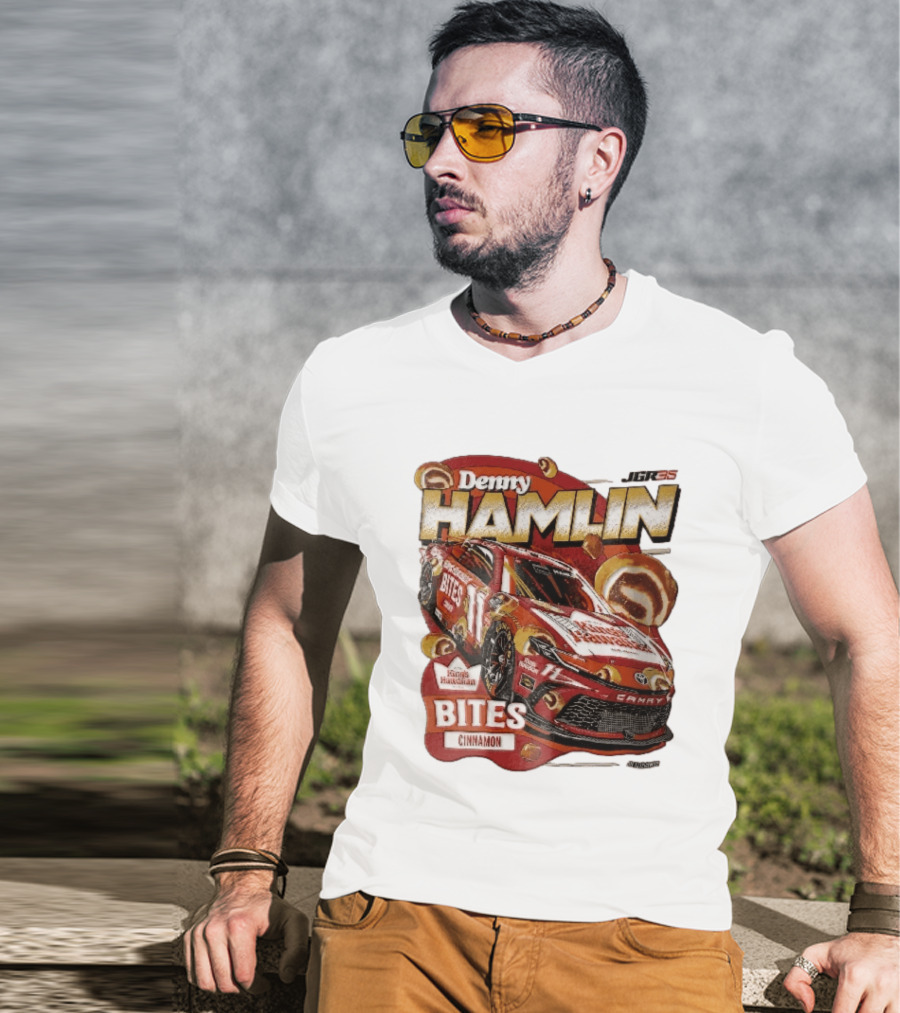 Denny Hamlin JGR 11 NASCAR King's Hawaiian Bites Cinnamon Red Camry Race Car T-Shirt