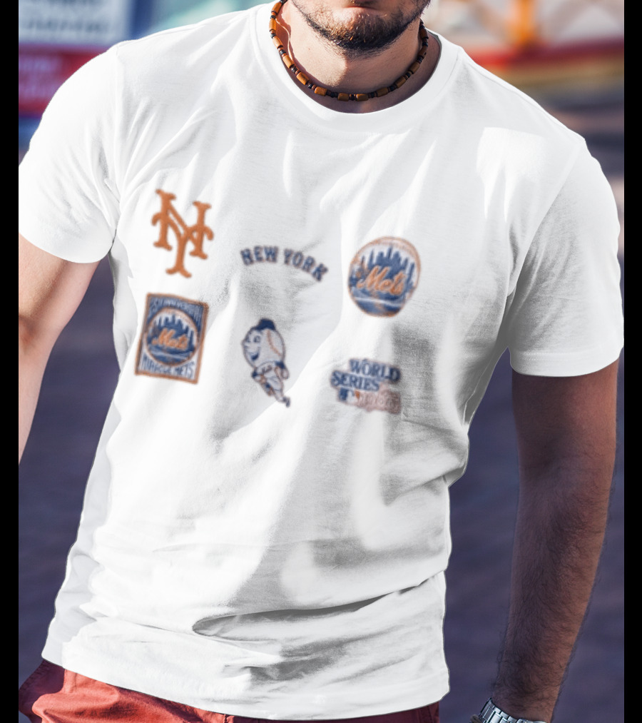 New York Mets 25th Anniversary 1986 World Series Logos T-Shirt