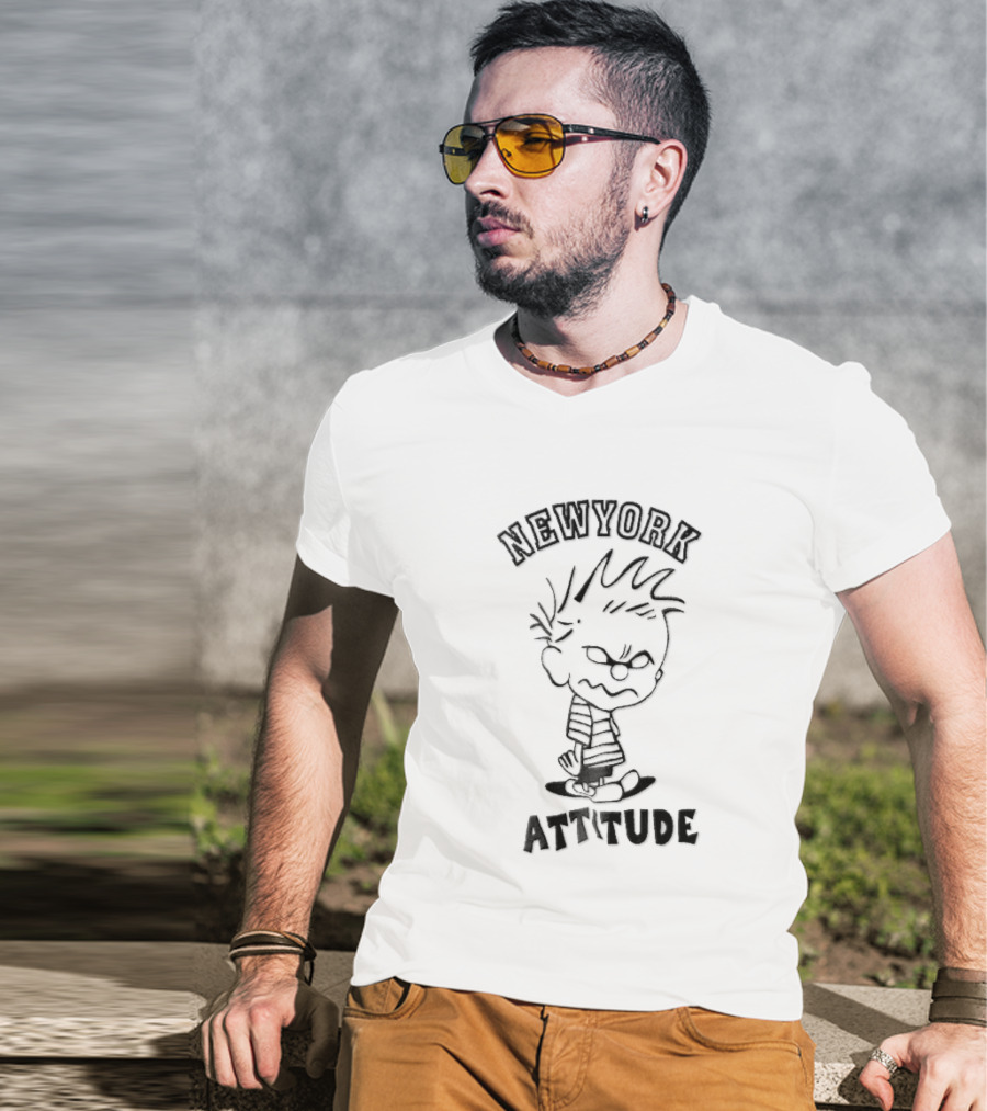 Newyork Attitude Bootleg Angry Spiky Hair Cartoon Boy T-Shirt