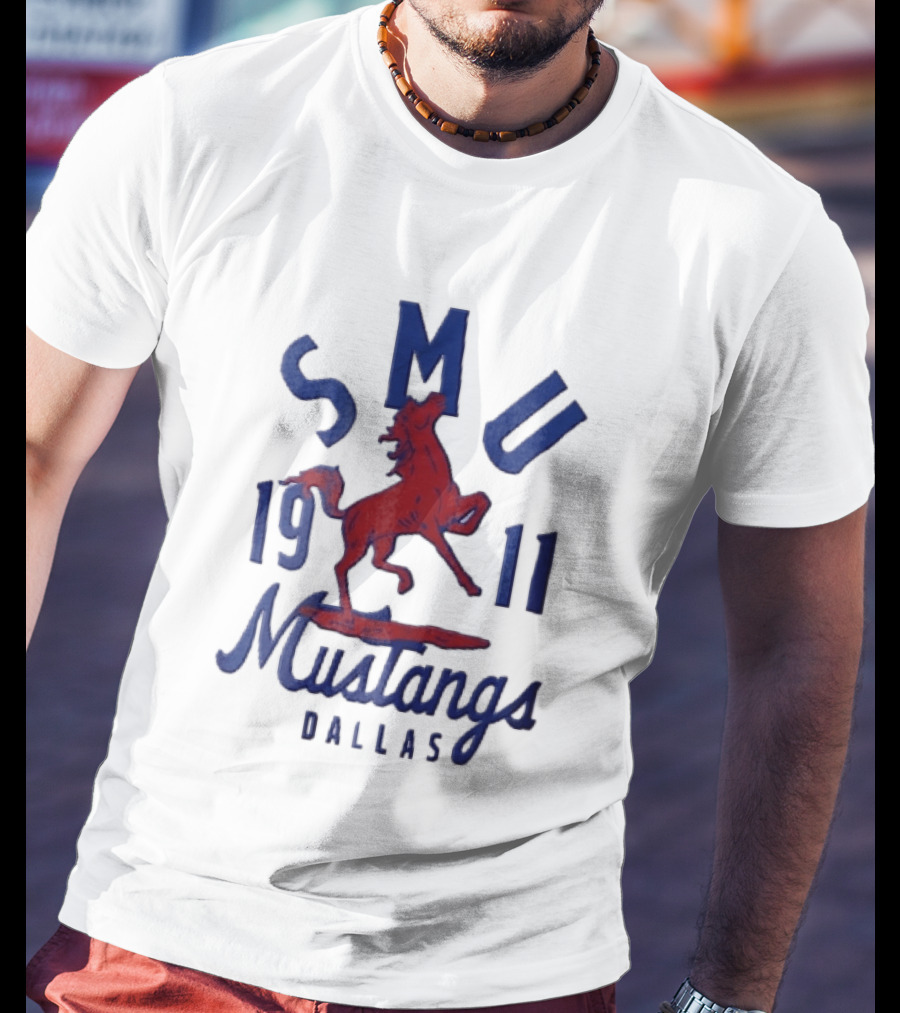 SMU Mustangs Dallas 1911 Red Rearing Horse T-Shirt