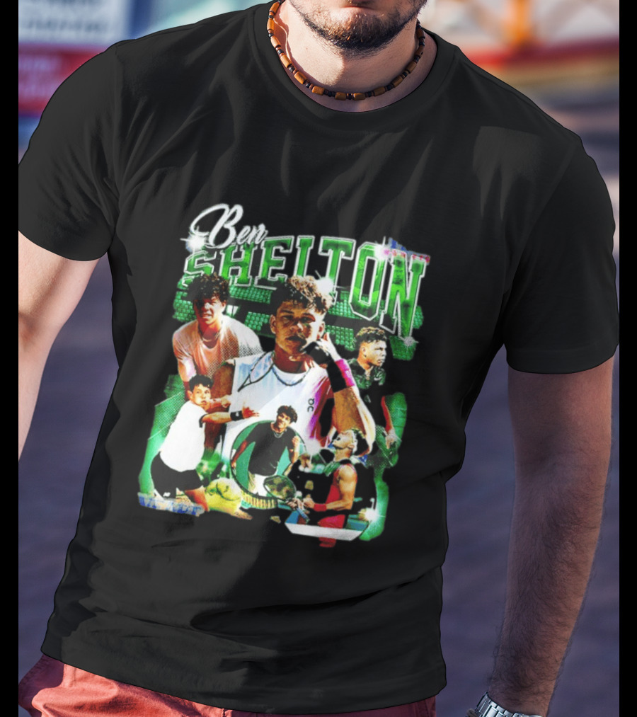 Ben Shelton Tennis Champions Green Collage T-Shirt