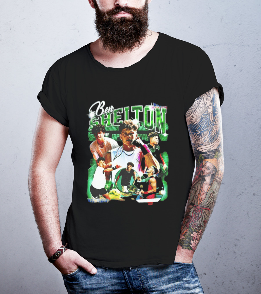 Ben Shelton Tennis Champions Green Collage T-Shirt