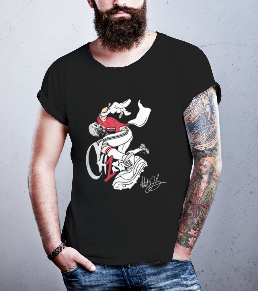 C1n Cam Newton New England Patriots Fisheye Cleat Cartoon Line T-Shirt