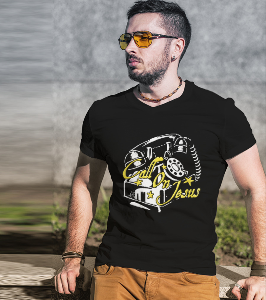 Call On Jesus Rotary Telephone Yellow Stars T-Shirt