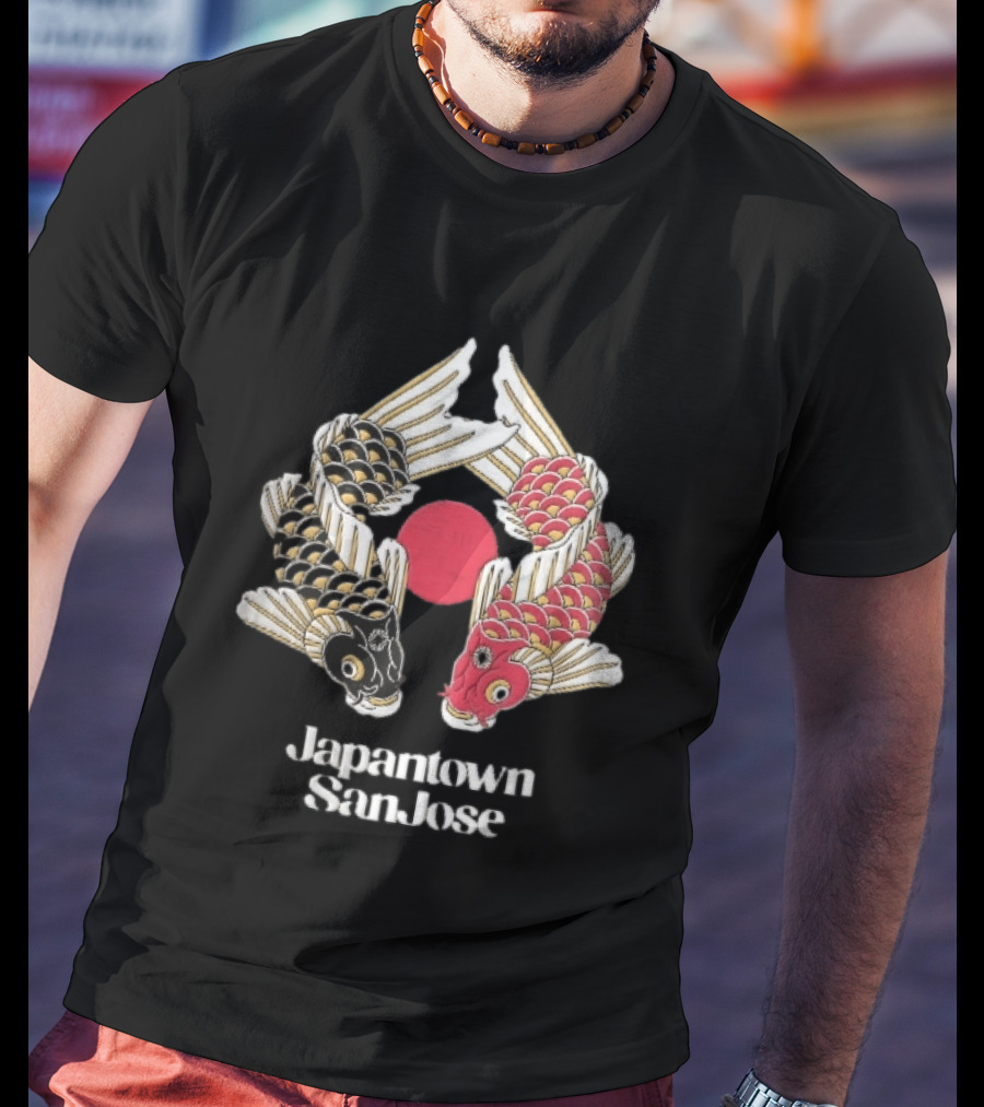 Japantown San Jose Two Koi Fish Red Sun T-Shirt