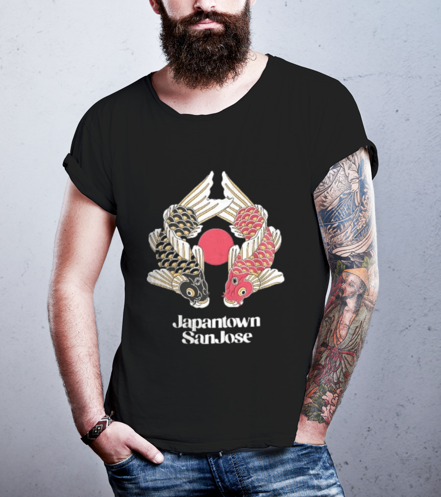 Japantown San Jose Two Koi Fish Red Sun T-Shirt