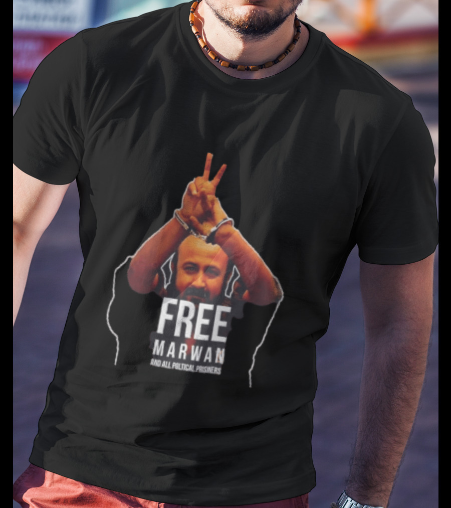 Free Marwan Barghouti And All Political Prisoners Handcuffed Peace Sign T-Shirt