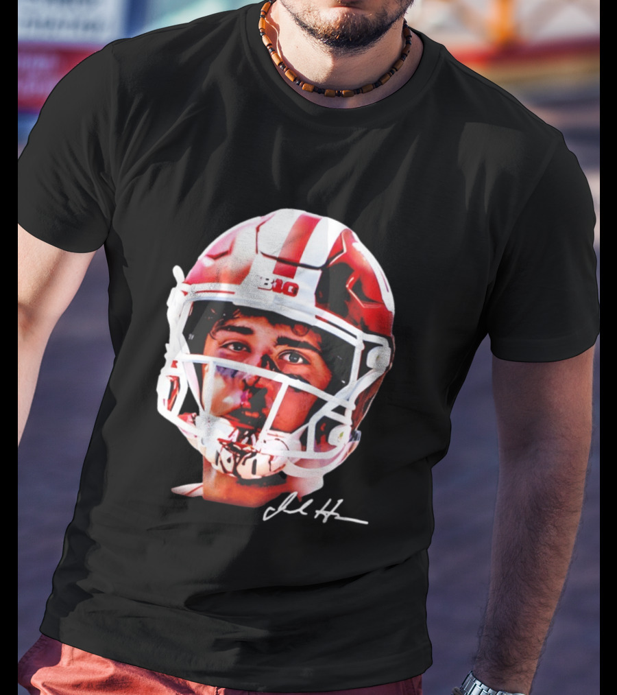 Josh Hoover Indiana Tuff Bloody Face Big Ten Football Helmet Signature T-Shirt