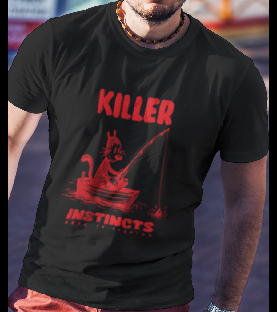 Killer Instincts Fishing Cat In A Boat T-Shirt