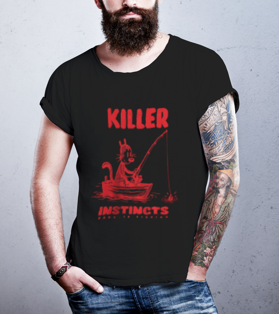 Killer Instincts Fishing Cat In A Boat T-Shirt