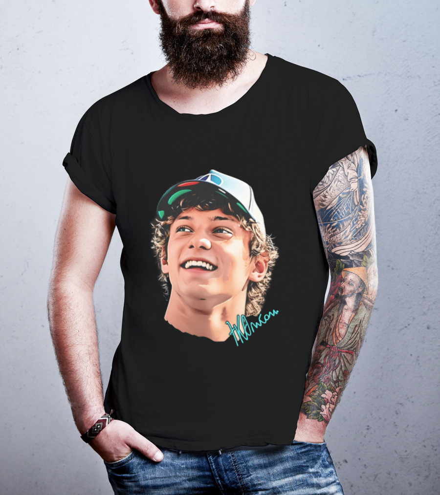 Kimi Antonelli F1 Team Smiley Big Head Signature Cap Racing T-Shirt