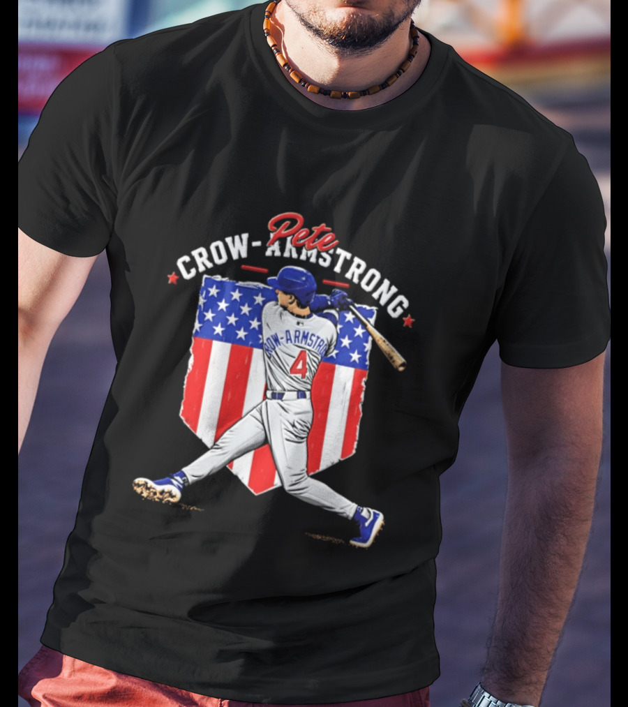 Pete Crow Armstrong Chicago Cubs Baseball 4 American Flag 2026 T-Shirt