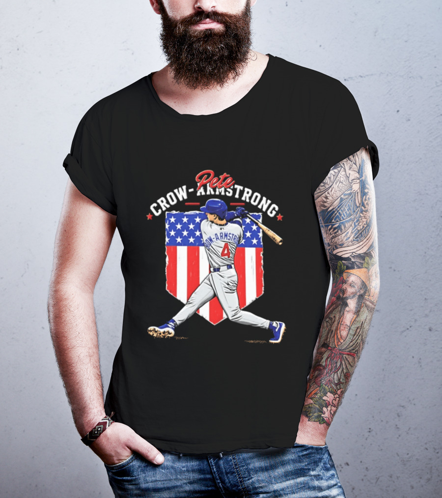 Pete Crow Armstrong Chicago Cubs Baseball 4 American Flag 2026 T-Shirt
