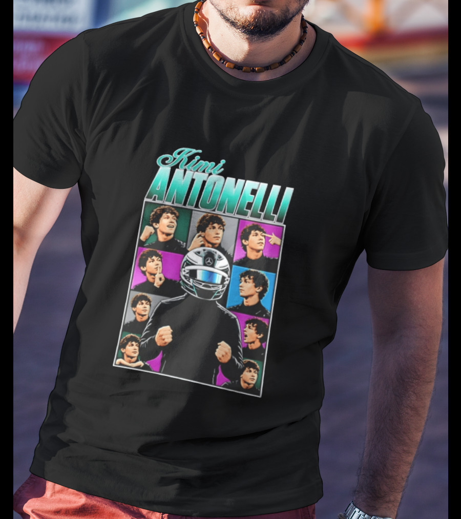 Kimi Antonelli F1 Team Pop Art Helmet Racer T-Shirt