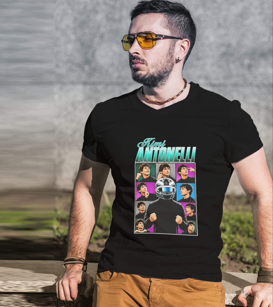 Kimi Antonelli F1 Team Pop Art Helmet Racer T-Shirt