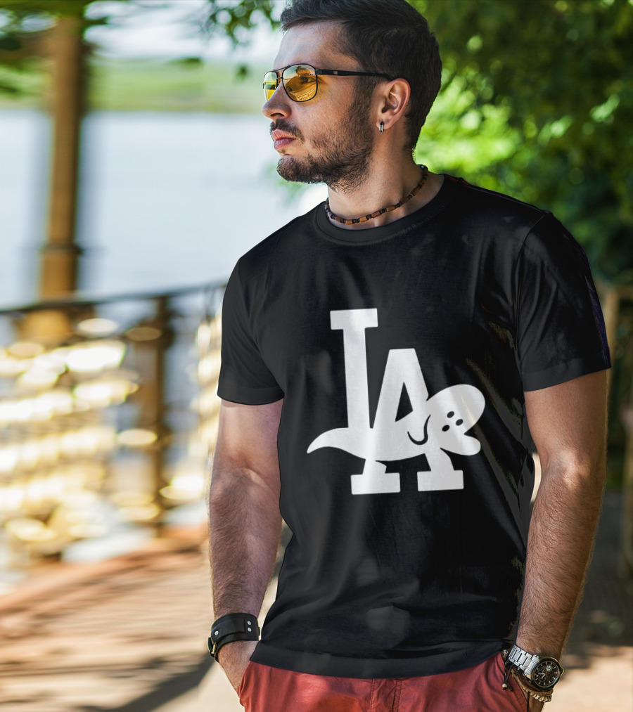 Los Angeles Dodgers LA Ghost Logo Halloween T-Shirt