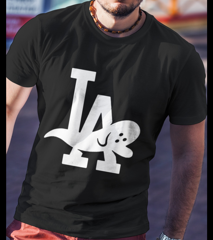 Los Angeles Dodgers LA Ghost Logo Halloween T-Shirt