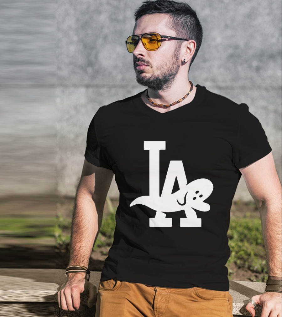 Los Angeles Dodgers LA Ghost Logo Halloween T-Shirt