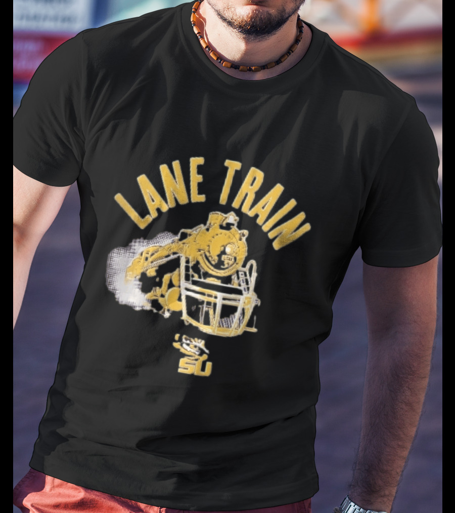 Lane Train Yellow Steam Lsu Tigers NCAA Locomotive Helmet Smoke T-Shirt