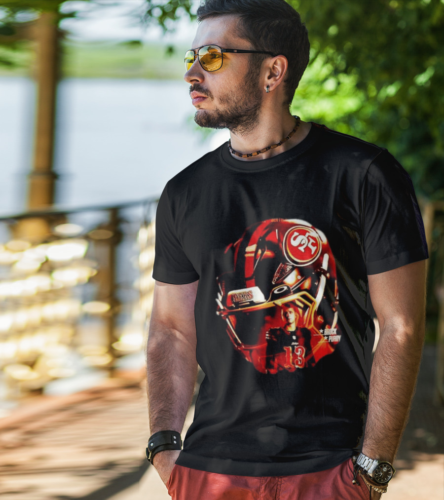 San Francisco 49ers Brock Purdy 13 Football Helmet NFL Night T-Shirt