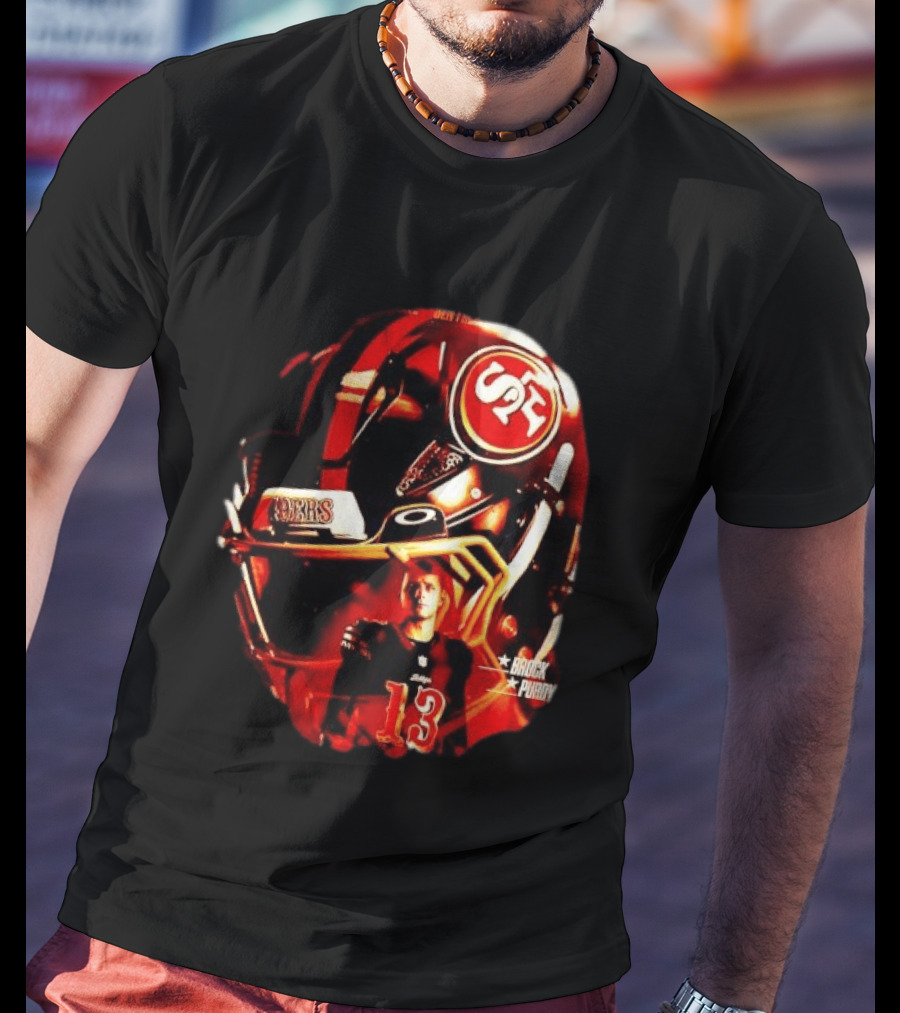 San Francisco 49ers Brock Purdy 13 Football Helmet NFL Night T-Shirt