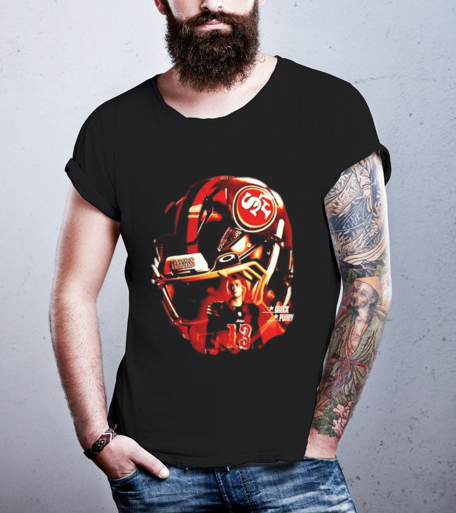 San Francisco 49ers Brock Purdy 13 Football Helmet NFL Night T-Shirt