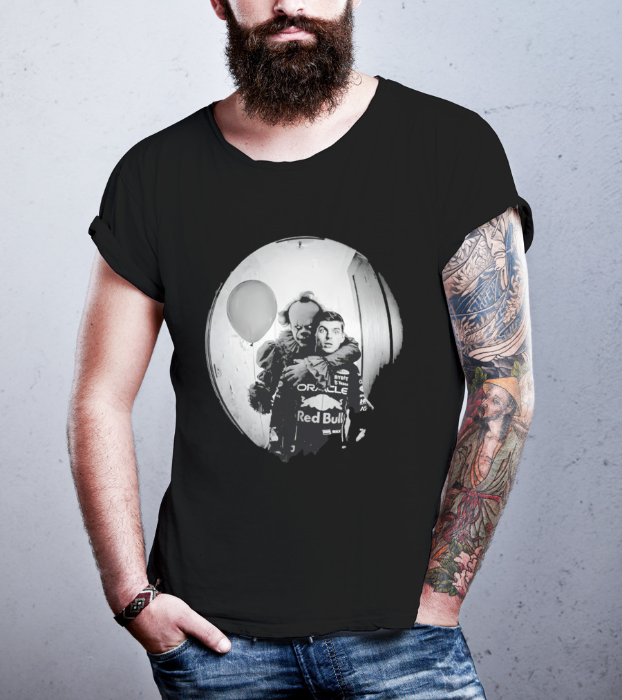 Max Verstappen Red Bull Racing And Pennywise Balloon Halloween Scene T-Shirt