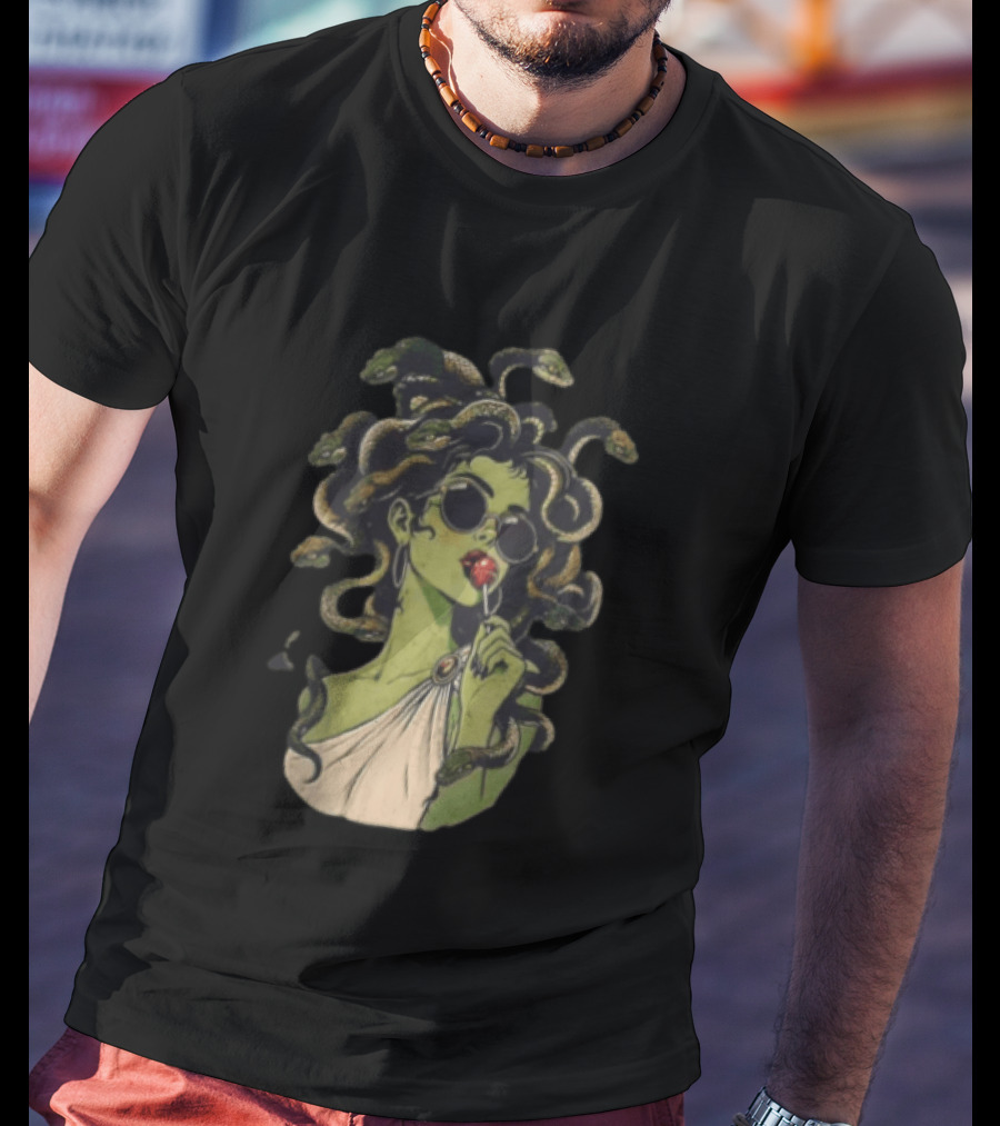 Vintage Medusa With Sunglasses And Lollipop T-Shirt