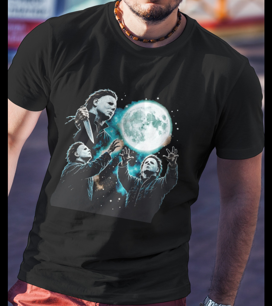 Michael Myers Halloween Moon Knife Scene T-Shirt