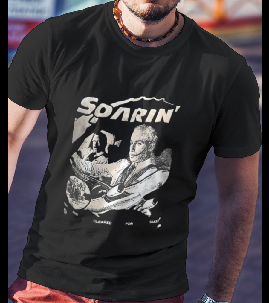 Soarin You Are Cleared For Takeoff Pilots Airplane Cockpit Halftone T-Shirt
