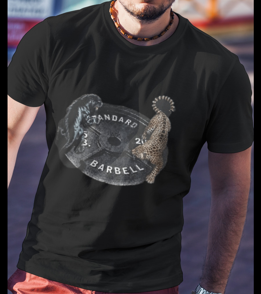 Standard Barbell 45 LB Black Panther Leopard Crawling Weight Plate T-Shirt