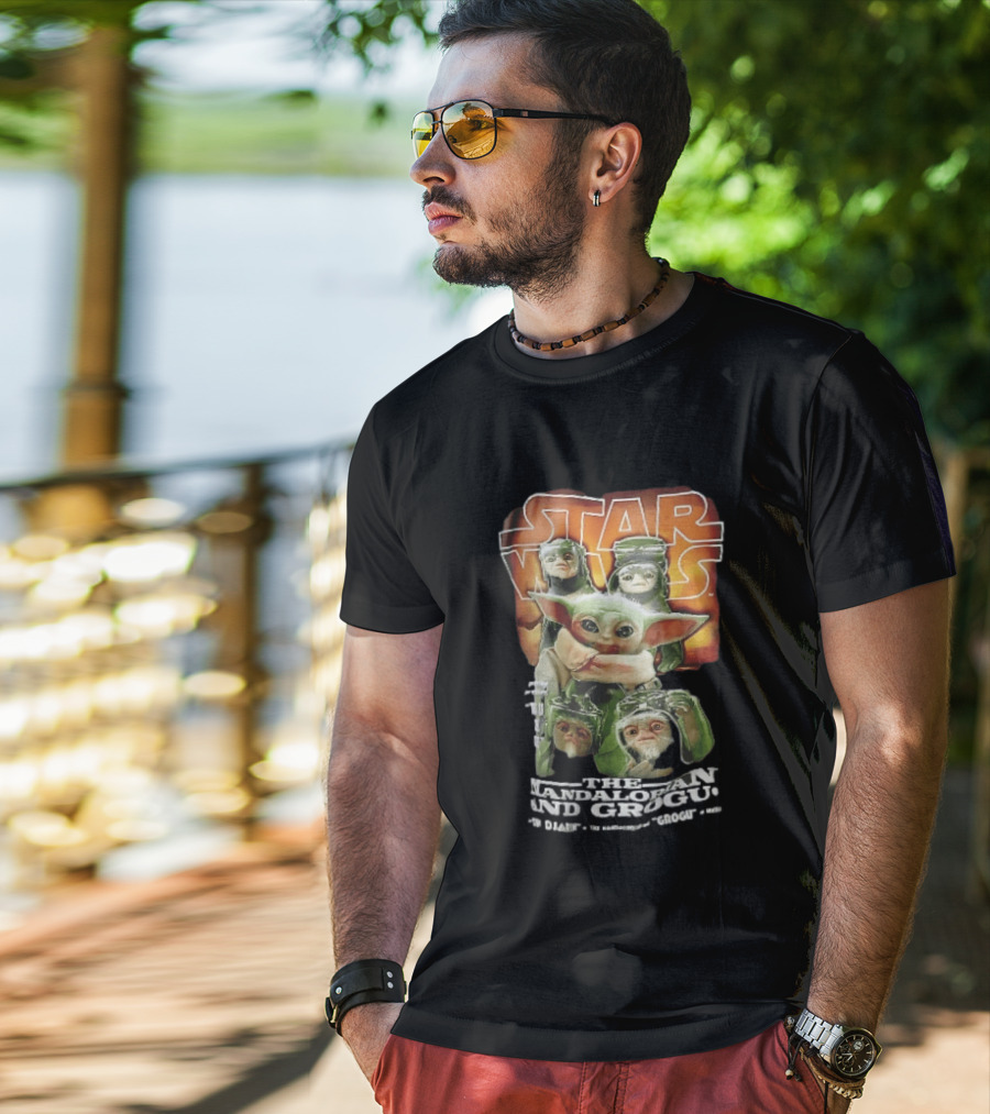 Star Wars The Mandalorian Grogu Din Djarin Anzellan Droidsmiths Collage This Is Way T-Shirt