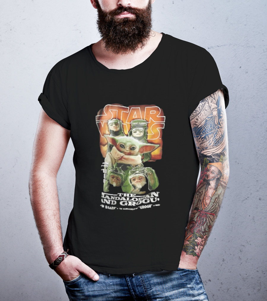 Star Wars The Mandalorian Grogu Din Djarin Anzellan Droidsmiths Collage This Is Way T-Shirt