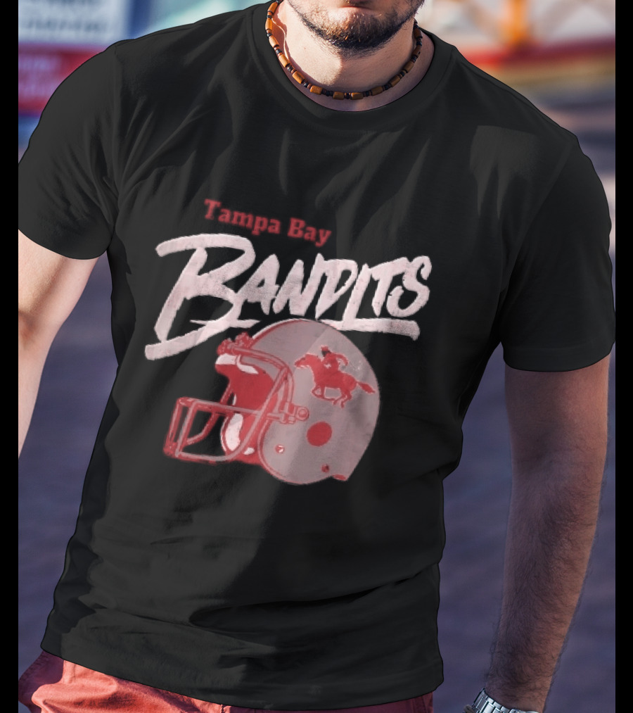 Tampa Bay Bandits Football Helmet Horseback Rider Distressed T-Shirt