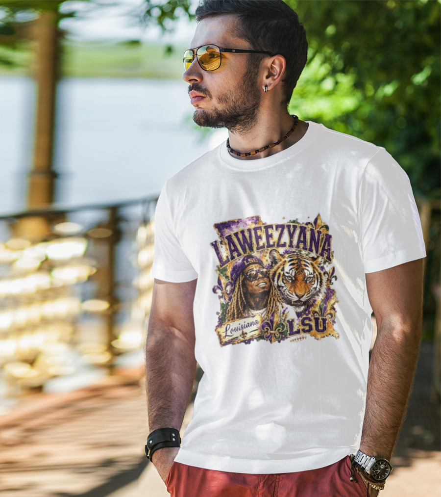 Laweezyana Lil Wayne LSU Louisiana Football Tiger Fleur De Lis T-Shirt