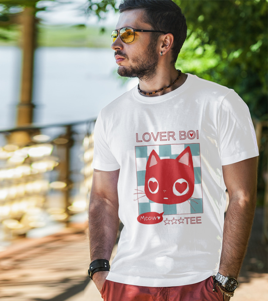 Lover Boi Meow Red Cat Star T-Shirt