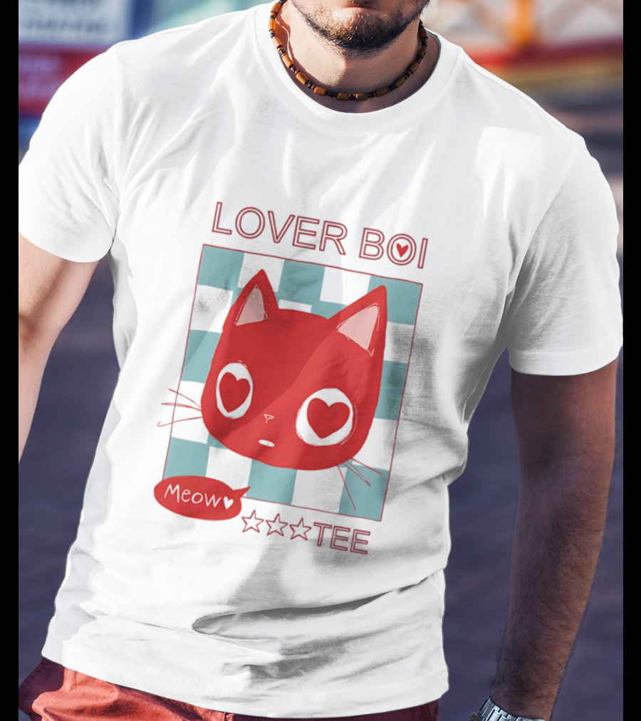 Lover Boi Meow Red Cat Star T-Shirt