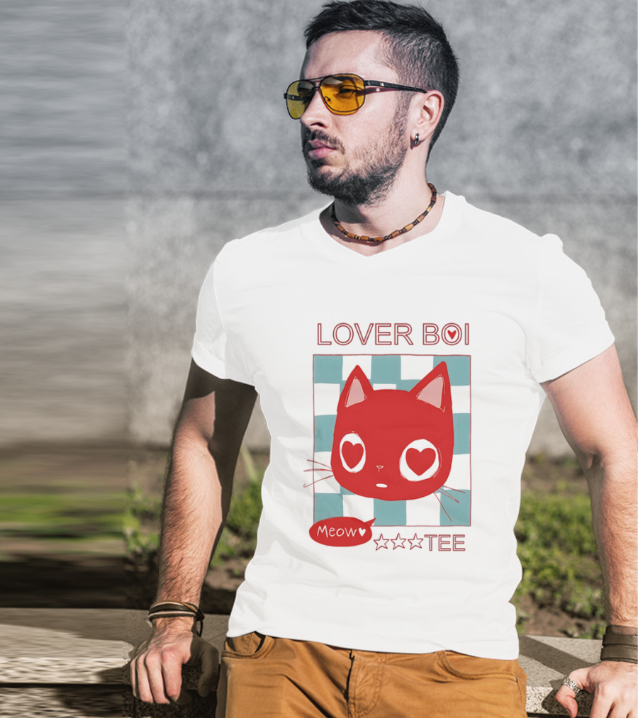 Lover Boi Meow Red Cat Star T-Shirt