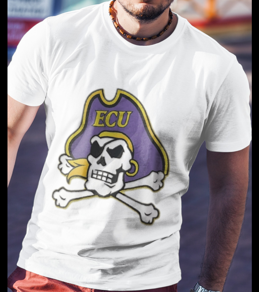ECU Pirates Skull Crossbones Eyepatch Bandana NCAA T-Shirt