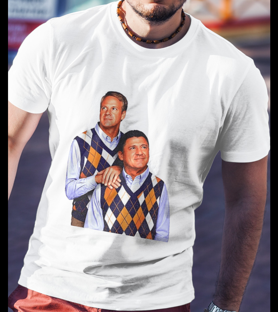 LSU Coaches Step Brothers Argyle Sweater Lane Kiffin T-Shirt