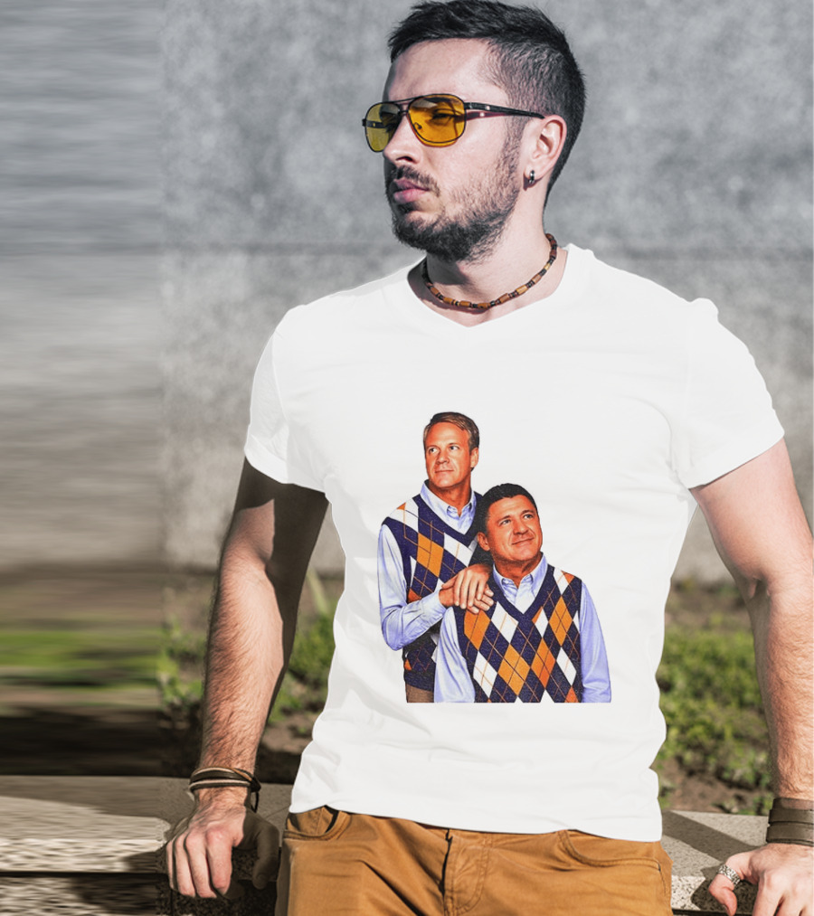 LSU Coaches Step Brothers Argyle Sweater Lane Kiffin T-Shirt
