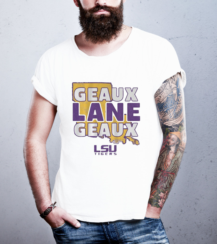LSU Tigers Geaux Lane Geaux Football Louisiana Map T-Shirt