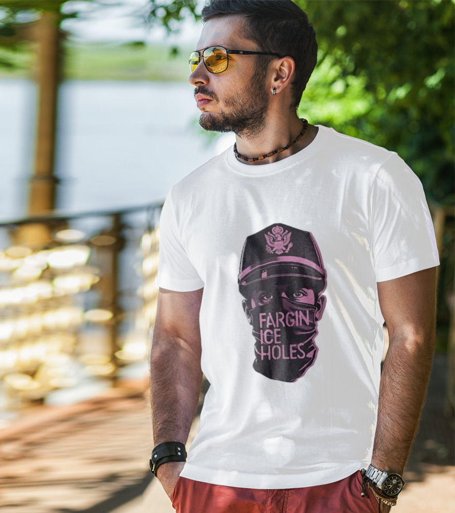 Fargin Ice Holes Masked Officer Police Cap Eagle T-Shirt