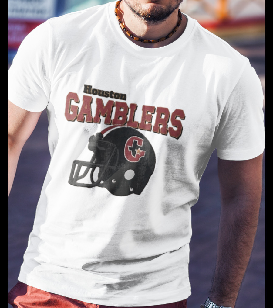 Houston Gamblers Distressed Football Helmet T-Shirt